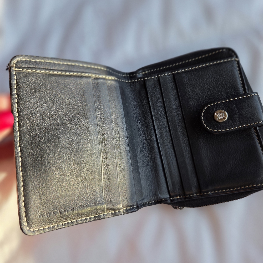 Authentic Vintage CELINE Macadam Pattern Round Zipper Vintage Bi-Fold Wallet - Picture 4 of 12